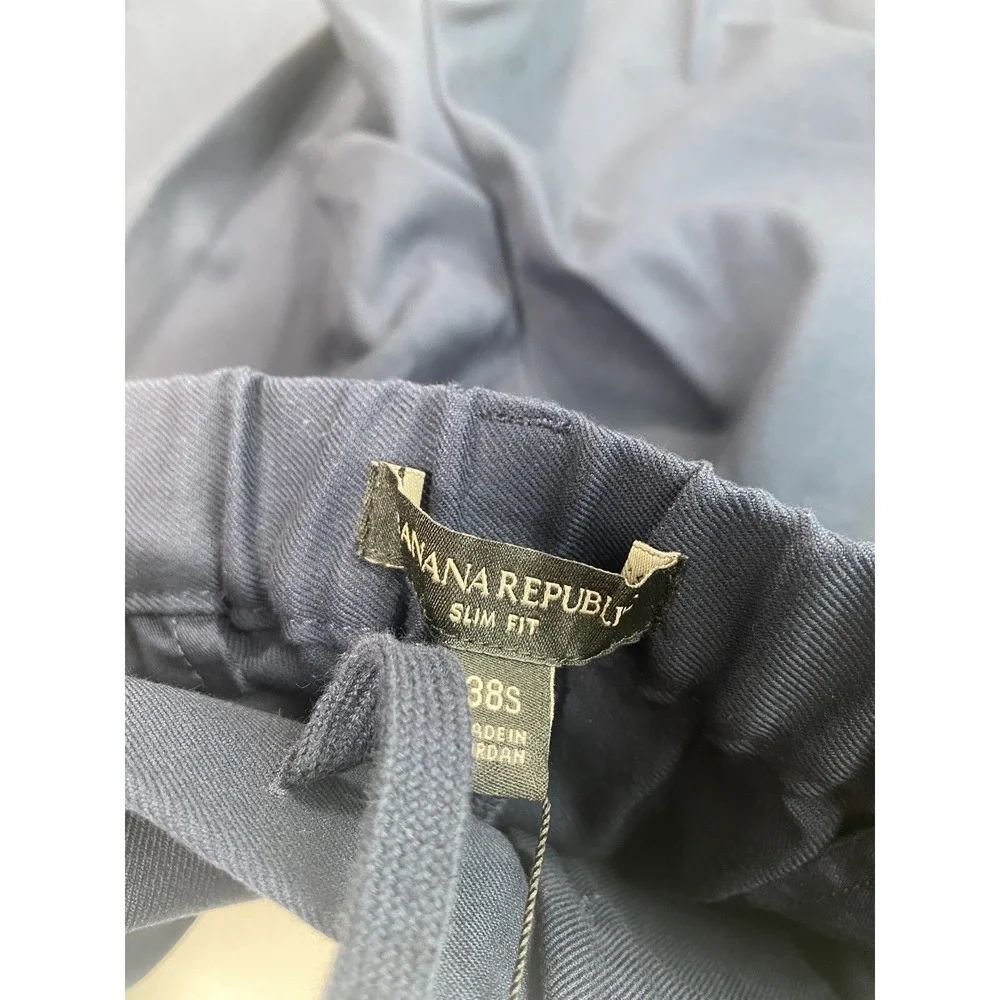 Banana Republic Men's Drawstring Pants NWT Size 38S (38x29) Navy Slim Casual